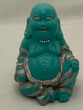 Load image into Gallery viewer, TURQUOISE &amp; STERLING BUDDHA/Ceramic/Swarovski Crystals L 3” W 4” H 5.5”