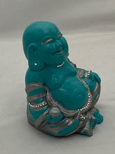 Load image into Gallery viewer, TURQUOISE &amp; STERLING BUDDHA/Ceramic/Swarovski Crystals L 3” W 4” H 5.5”